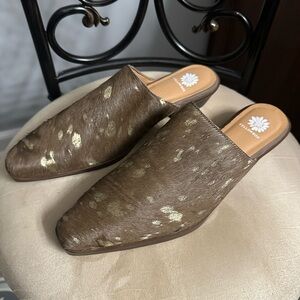 Yellow Box Brown and Gold Mules